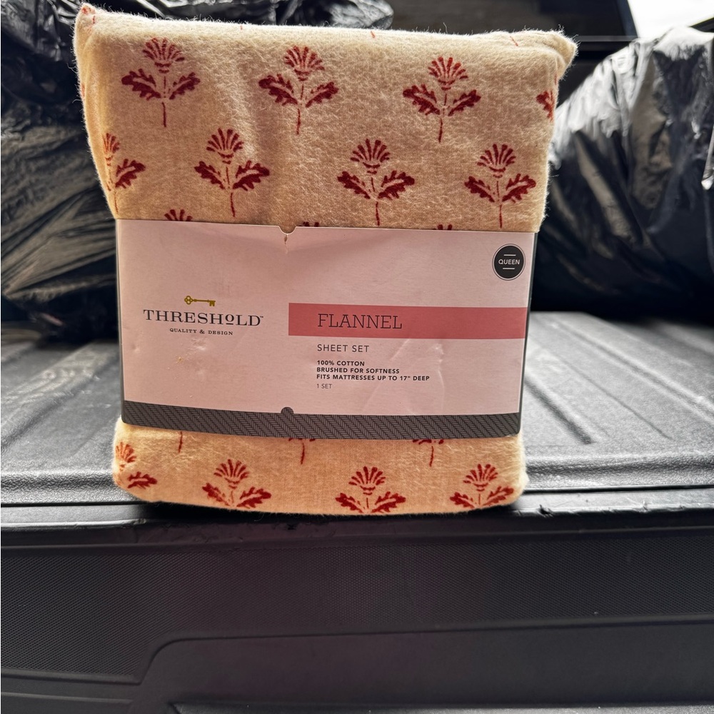Threshold Flannel Sheet Set with Red Floral Design